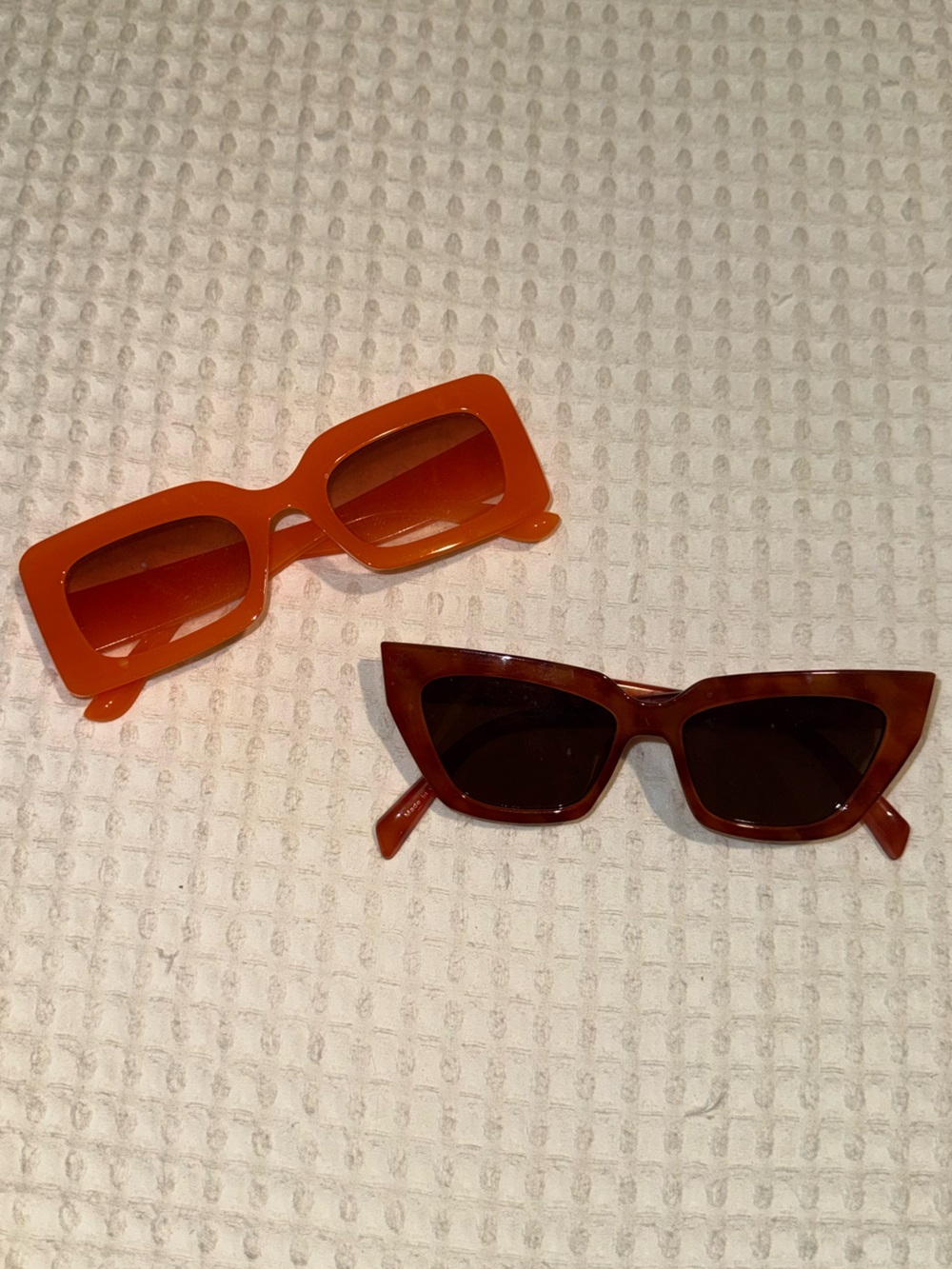 FREE WITH PURCHASE- Pair of Rectangular Orange Sunglasses - Retro Style